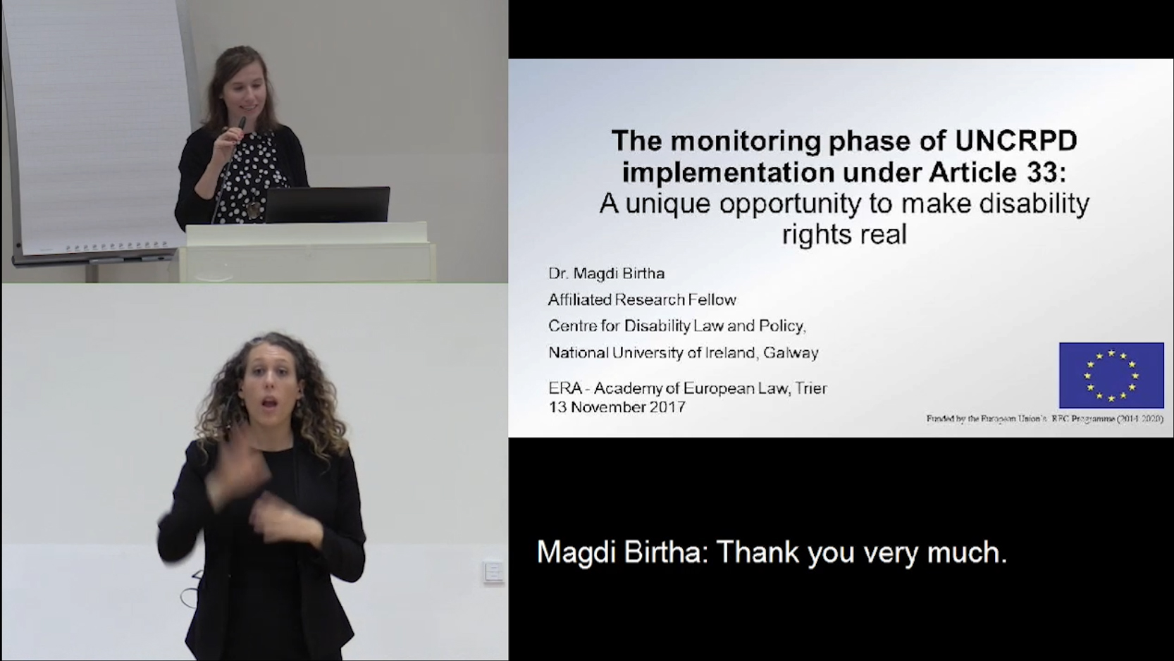 Magdolna Julianna Birtha: The monitoring phase of UNCRPD implementation under Art. 33 Foto: Magdolna Julianna Birtha: The monitoring phase of UNCRPD implementation under Art. 33