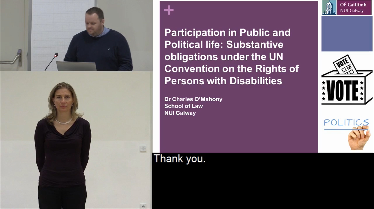 Foto: Charles O’Mahony: Participation in public and political life – substantive obligations under the UNCRPD