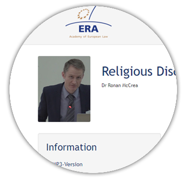 e-Presentation Dr Ronan McCrea: Religious Discrimination in the Workplace