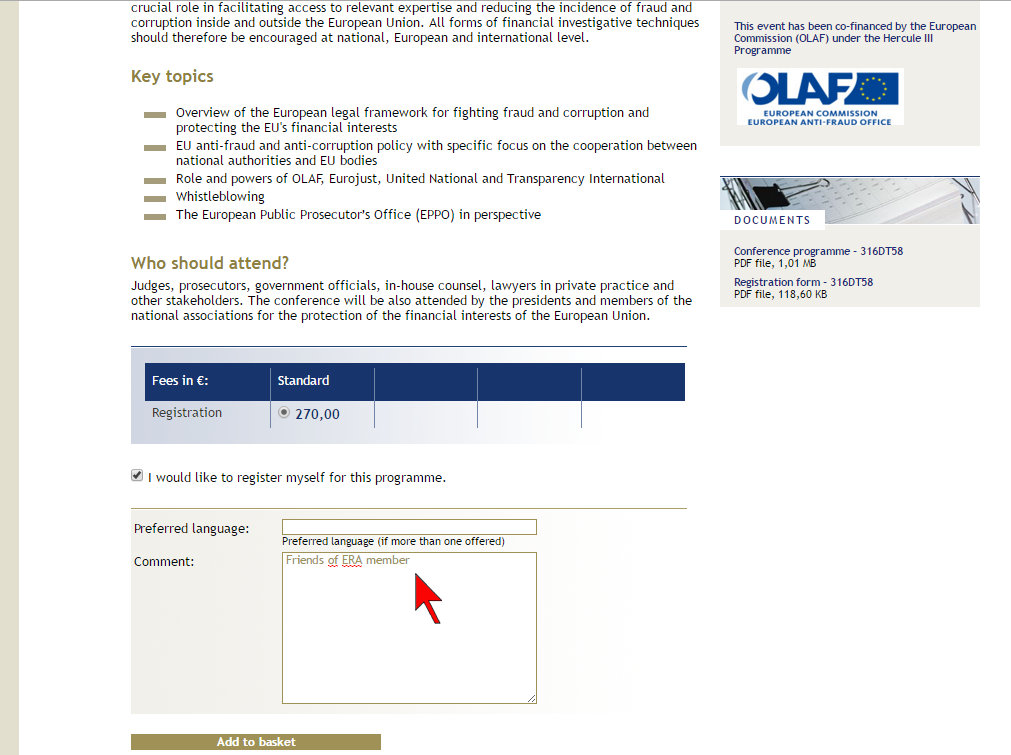 Refer to your FoE membership by using the comment field